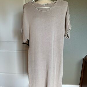 Boden Short Sleeve Cotton Knit Relaxed Fit Dress. Sand/Khaki. Size 10